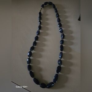 Sleek Midnight Blue Beaded Necklace